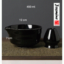 Matcha Bowl with whisk holder (Black)