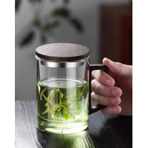 Glass Mug with wooden handle