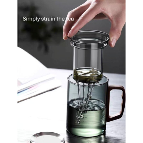 Glass Mug with wooden handle