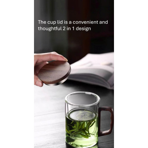 Glass Mug with wooden handle