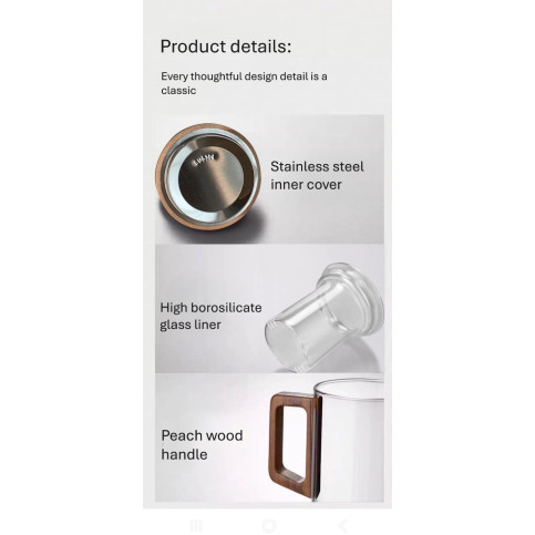 Glass Mug with wooden handle